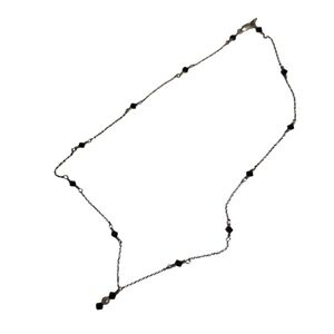 Delicate 925 Silver Chain Necklace w/  Black beads & White bead drop charm Y2K